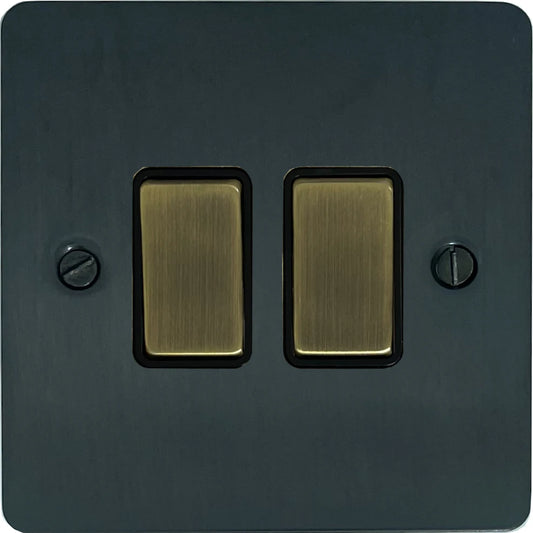 Flat Black Bronze 2 Gang Switch