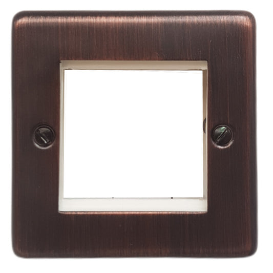 Contour Antique Copper 1 Gang 2 Mod Euro Plate + Frame