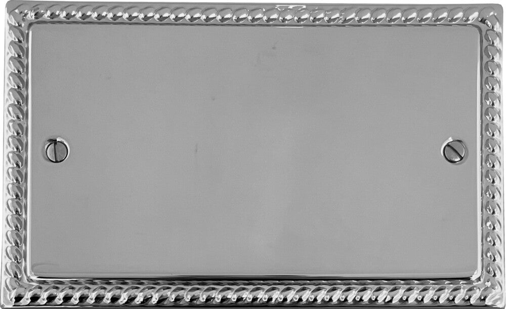Georgian Polished Chrome 2 Gang Blank Plate