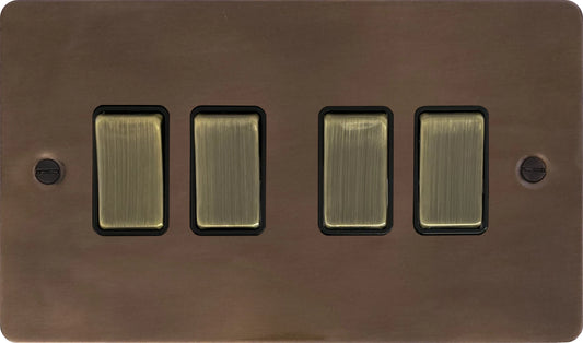 Flat Medium Bronze 4 Gang 2 Way Switch