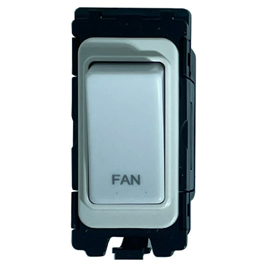 20A DP Switch - Engraved with - Fan - All White Insert