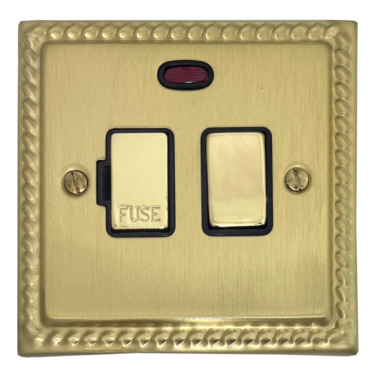 Georgian Satin Brass Switch Fused Spur & Neon
