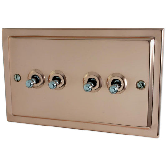 Trimline Polished Copper 4 Gang Toggle
