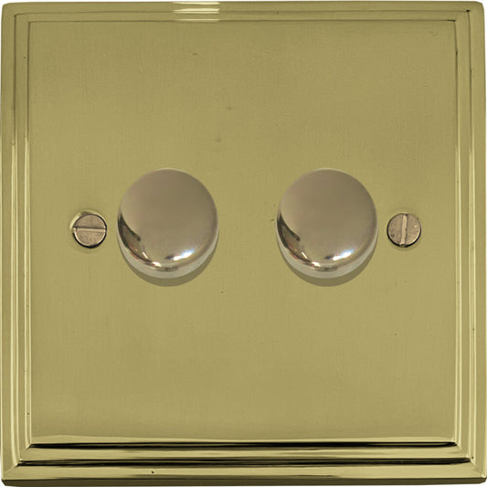 Victorian Polished Brass 2 Gang LED Dimmer