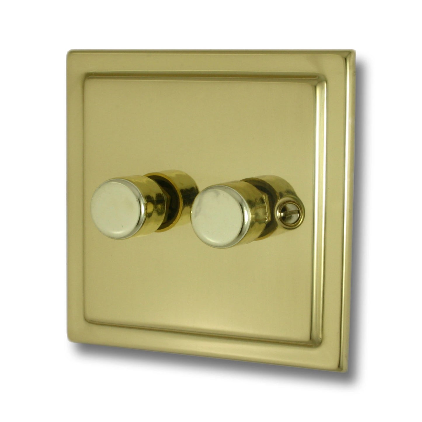 Victorian Polished Brass 2 Gang Dimmer LED