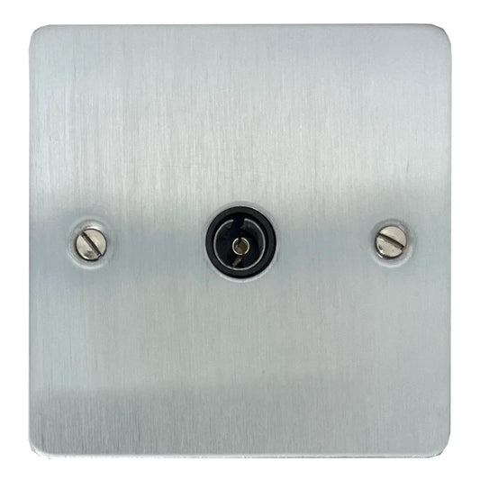 Flat Satin Chrome 1 Gang Coax Point