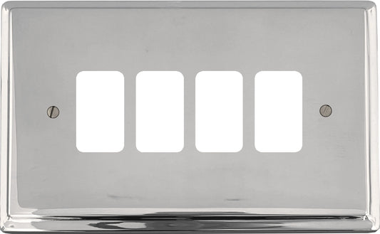 Deco Polished Chrome 4 Gang Grid Plate