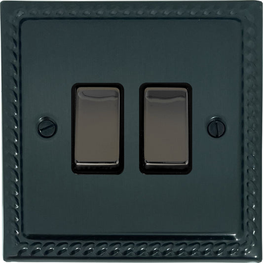Georgian Black Bronze 2 Gang Switch (Black Nickel Switch)