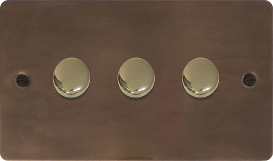 Flat Medium Bronze 3 Gang LED Dimmer