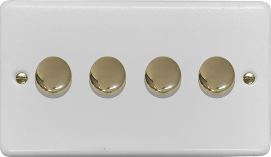 Contour Flat White 4 Gang Dimmer LED