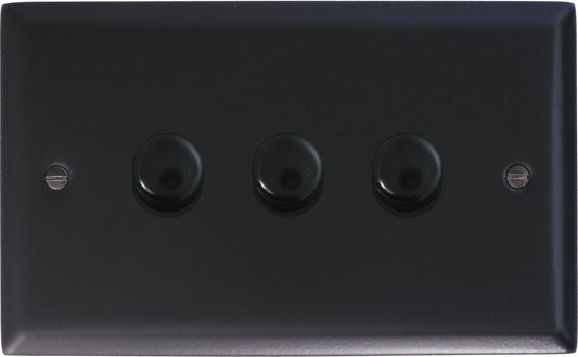 Spectrum Flat Black  3 Gang 120W LED Dimmer
