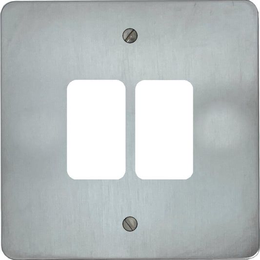 Flat Satin Chrome 2 Gang Grid Plate