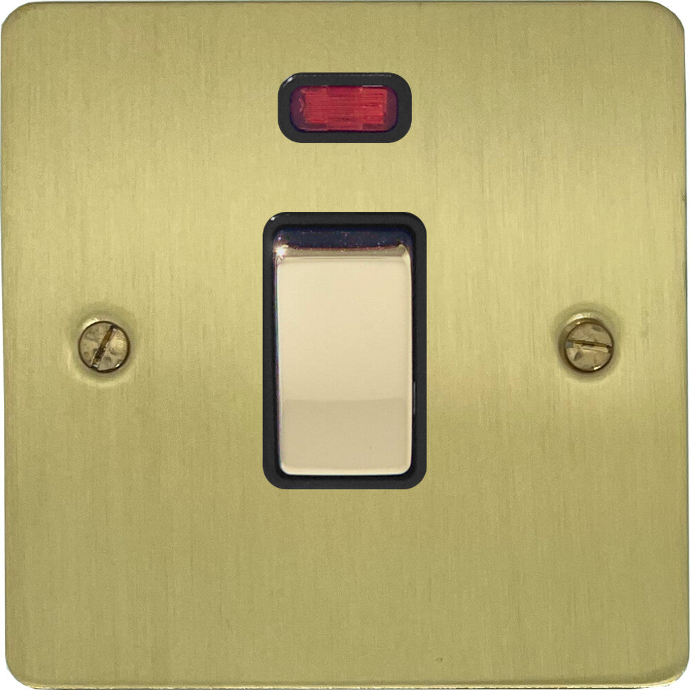 Flat Satin Brass 20 Amp Dp Switch & Neon