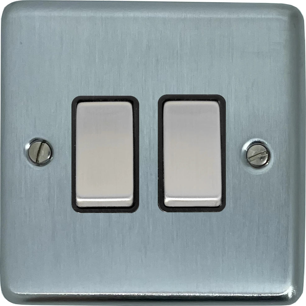 Contour Satin Chrome 2 Gang Switch