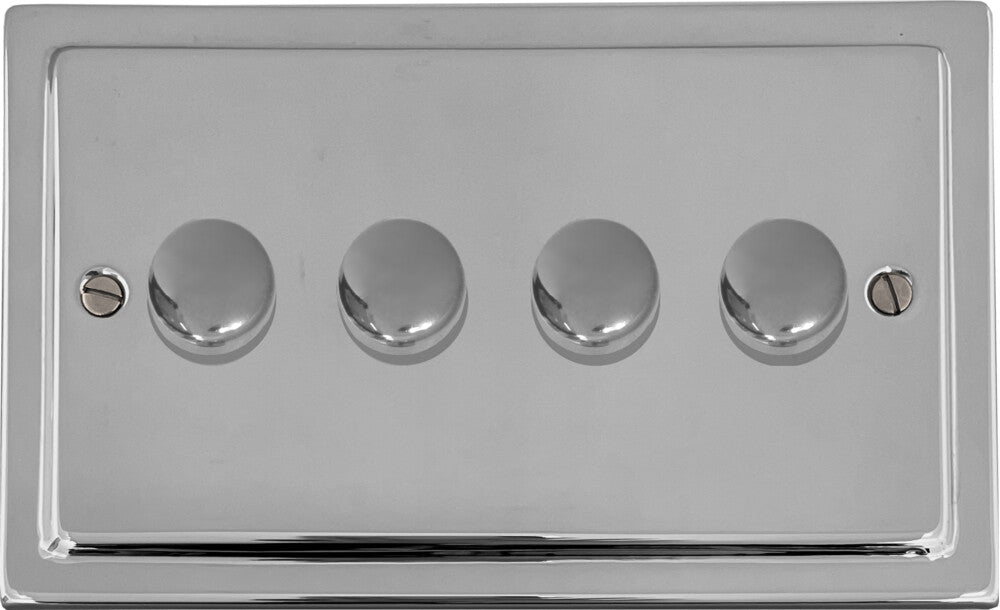 Victorian Polished Chrome 4 Gang 120W LED Dimmer