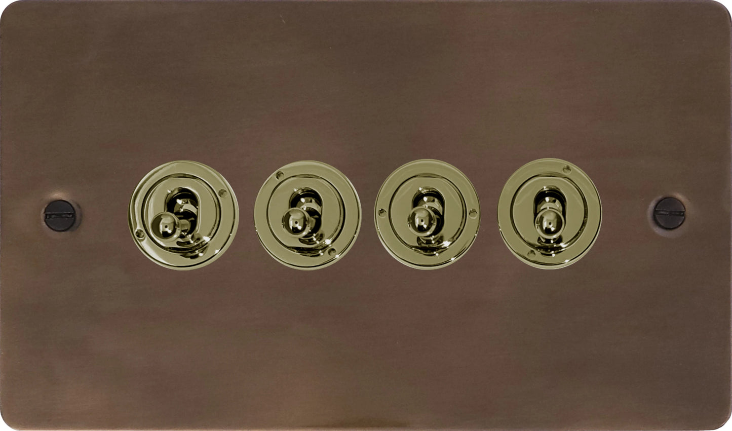 Flat Medium Bronze 4 Gang 2 Way Toggle
