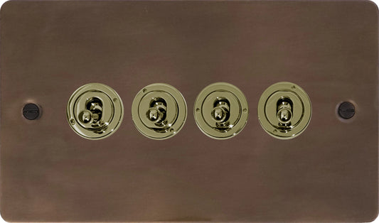 Flat Medium Bronze 4 Gang 2 Way Toggle