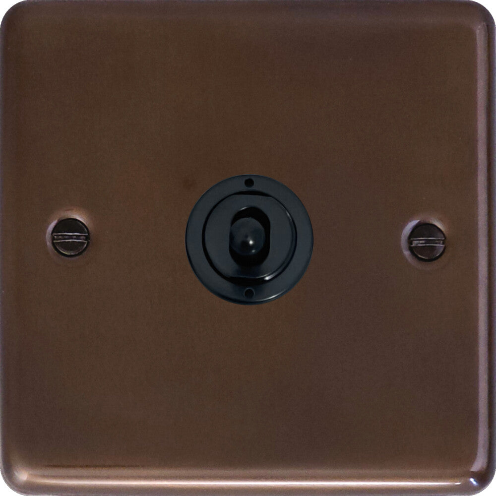 Contour Medium Bronze 1 Gang Intermediate Toggle Switch (Black Toggle)