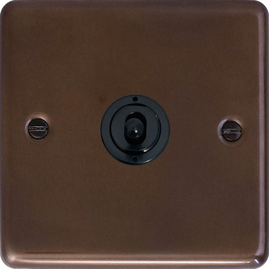 Contour Medium Bronze 1 Gang Intermediate Toggle Switch (Black Toggle)