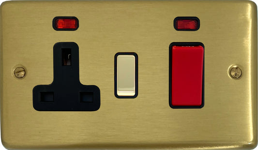 Contour Satin Brass 45A Switch & 13A Socket