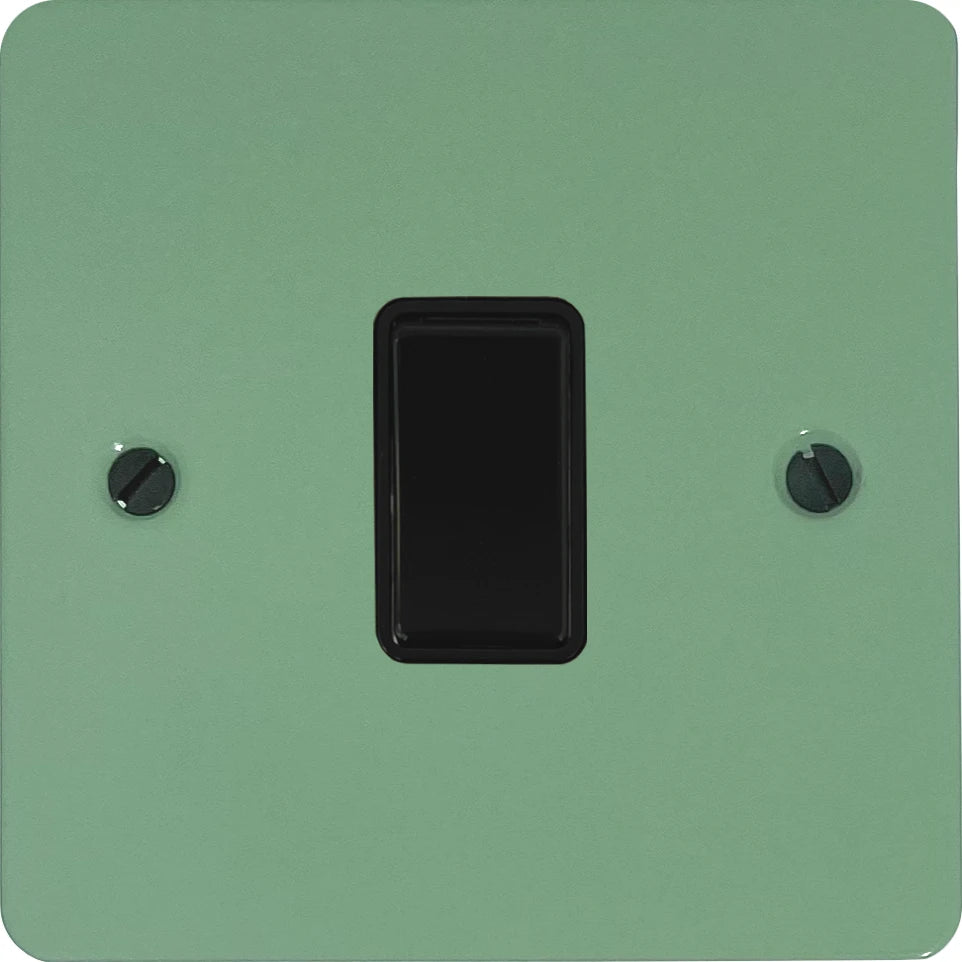 Flat Sage Green 1 Gang Switch (Black Switch)