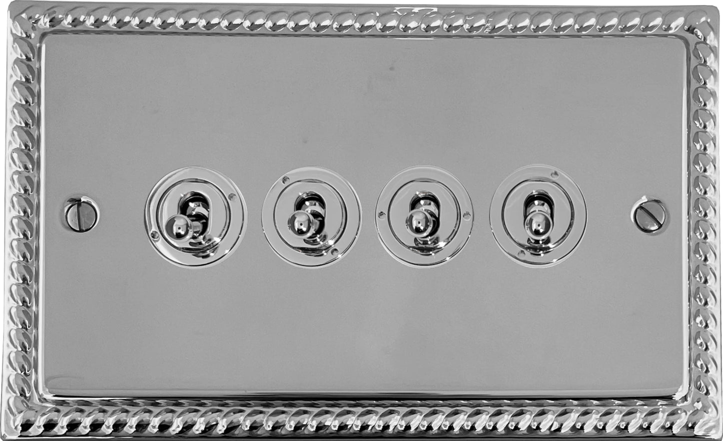 Georgian Polished Chrome 4 Gang Toggle Switch (Polished Chrome Toggle)