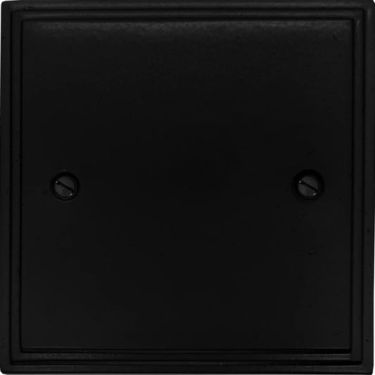 Victorian Flat Black 1 Gang Blank Plate