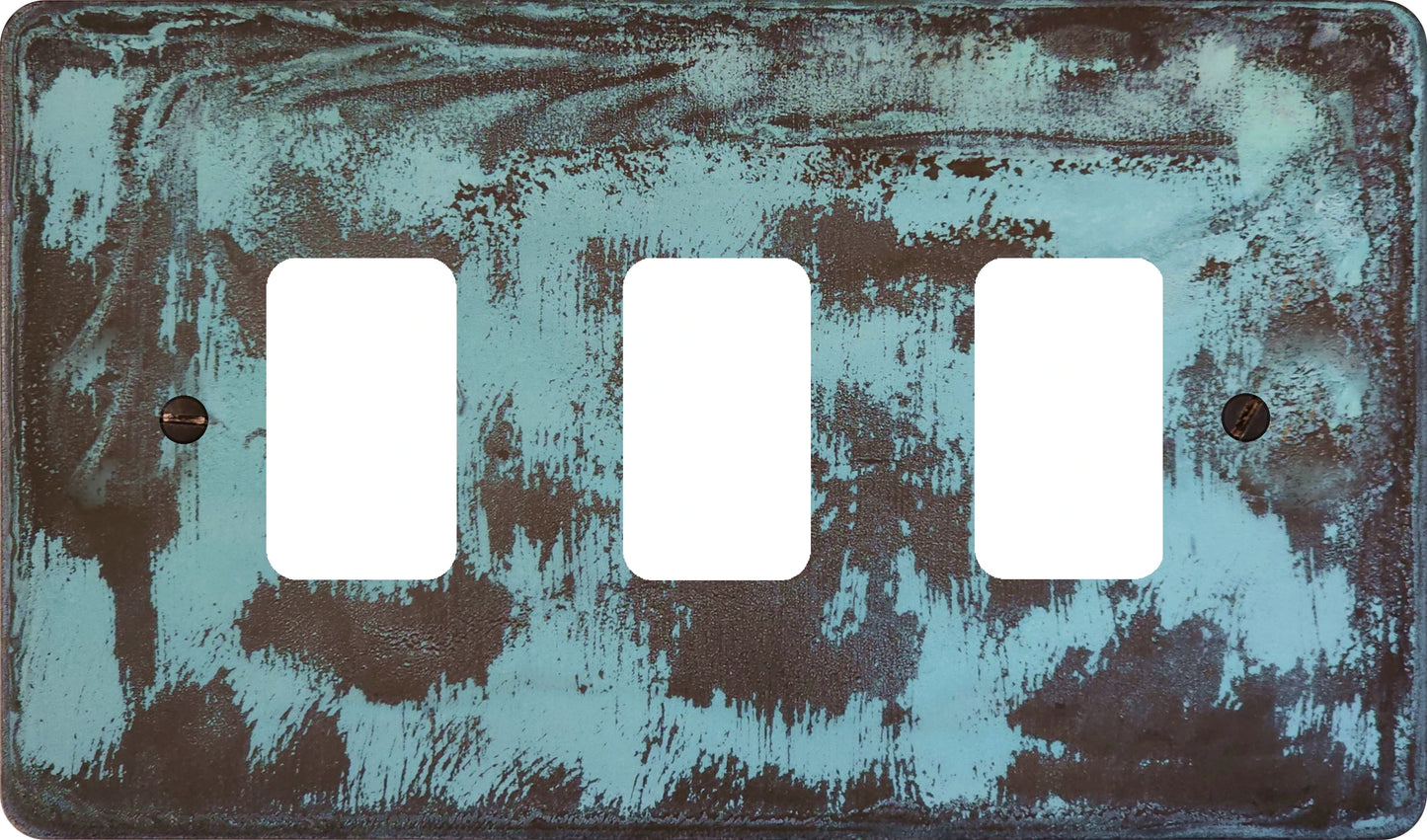 Flat Verdigris 3 Gang Grid Plate