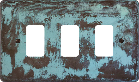Flat Verdigris 3 Gang Grid Plate