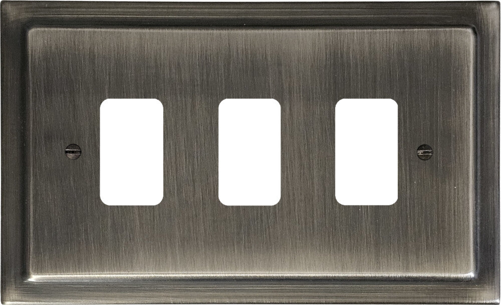 Victorian Antique Nickel 3 Gang Grid Plate