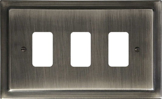 Victorian Antique Nickel 3 Gang Grid Plate
