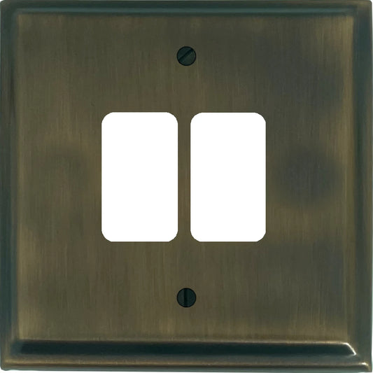 Deco Antique Brass 2 Gang Grid Plate
