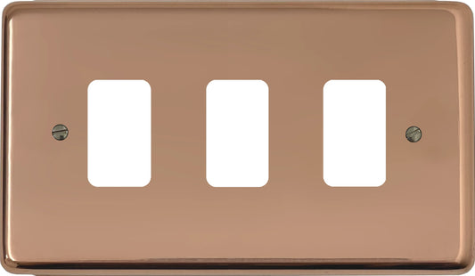 Contour Bright Copper 3 Gang Grid Plate