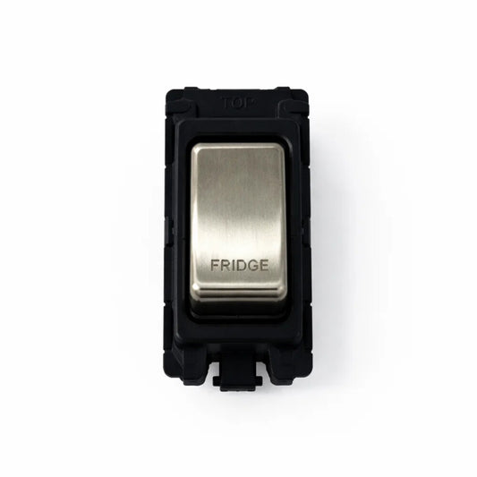 20A DP Switch - Engraved - Fridge - Black and Satin Chrome Switch