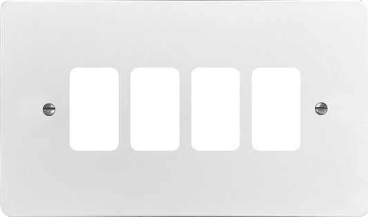 Flat White 4 Gang Grid Plate