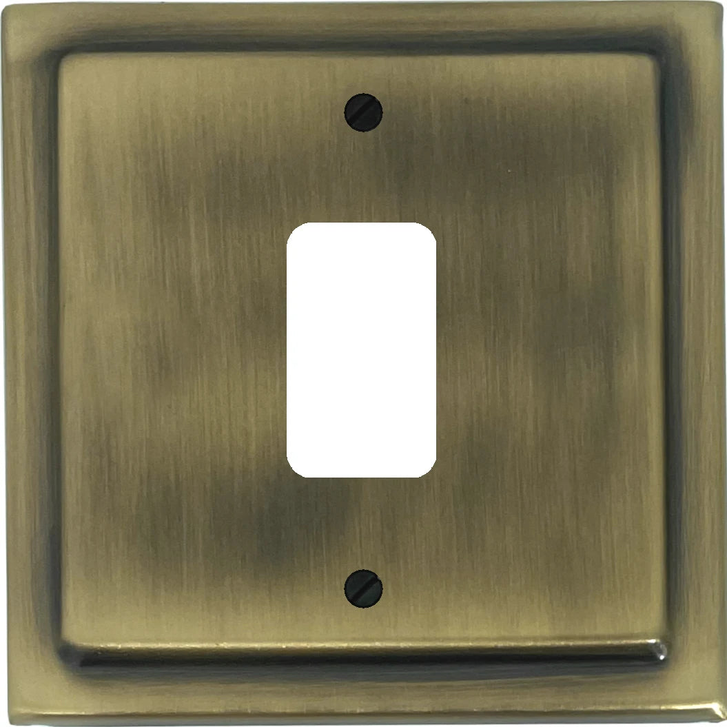 Victorian Light Antique Brass 1 Gang Grid Plate
