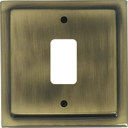 Victorian Light Antique Brass 1 Gang Grid Plate