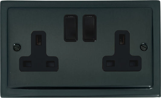 Victorian  Black Bronze  2 Gang Socket