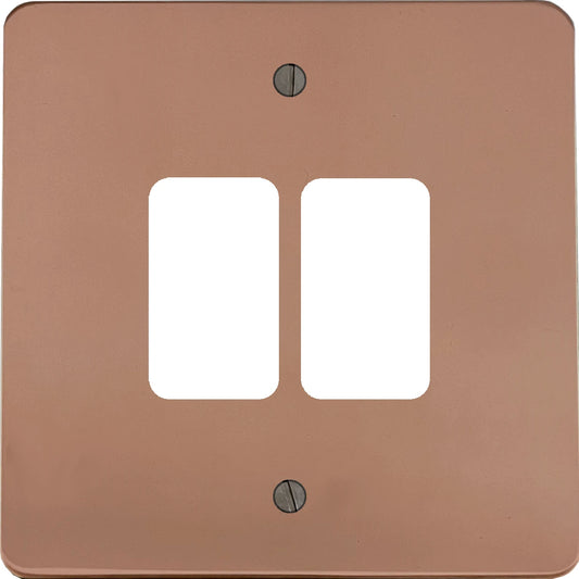 Flat Bright Copper 2 Gang Grid Plate