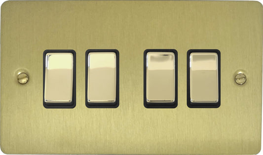 Flat Satin Brass 4 Gang Switch
