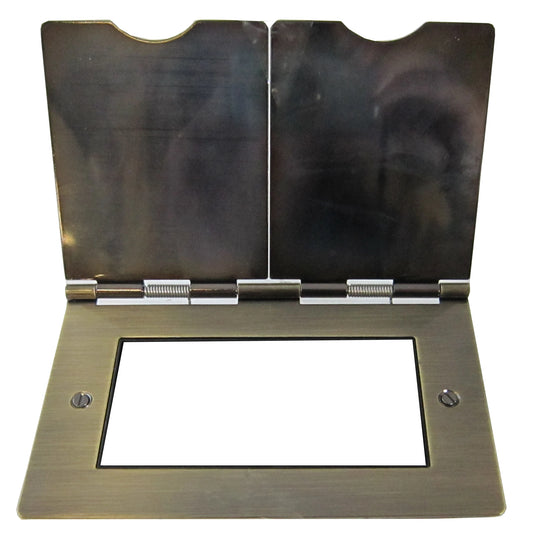 2 Gang 4 Module Antique Brass Euro Floor Socket