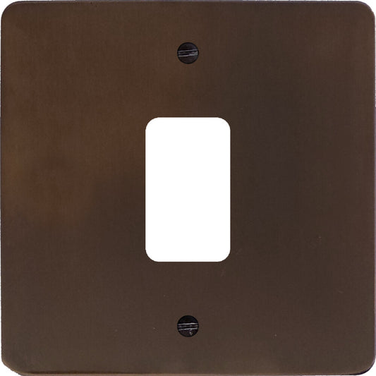 Flat Medium Bronze 1 Gang Grid Plate