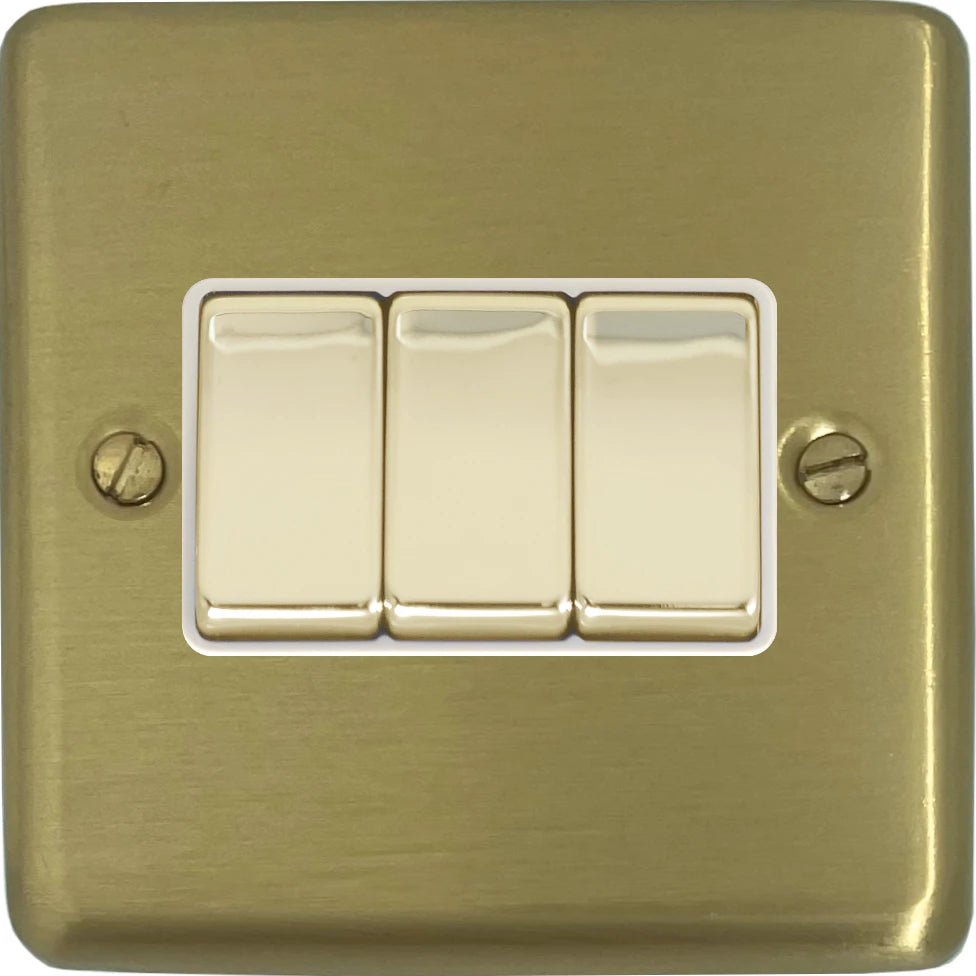 Contour Satin Brass 3 Gang Switch