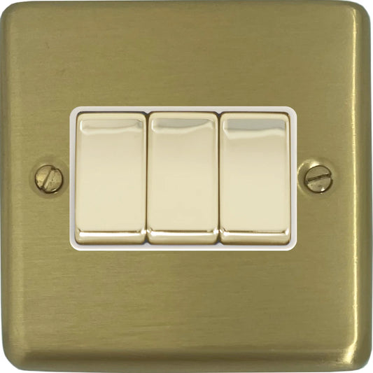 Contour Satin Brass 3 Gang Switch