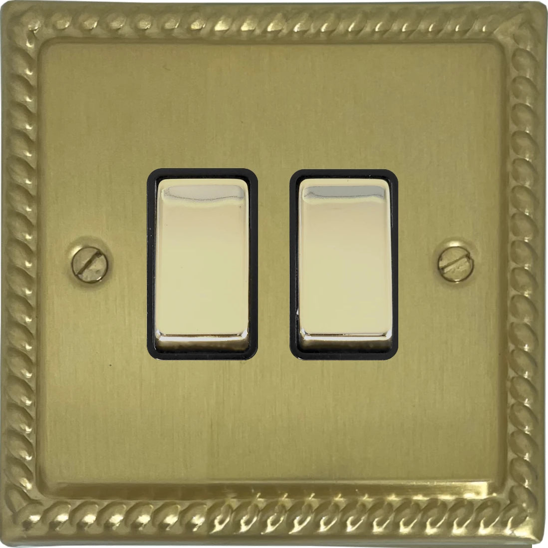 Georgian Satin Brass 2 Gang Switch