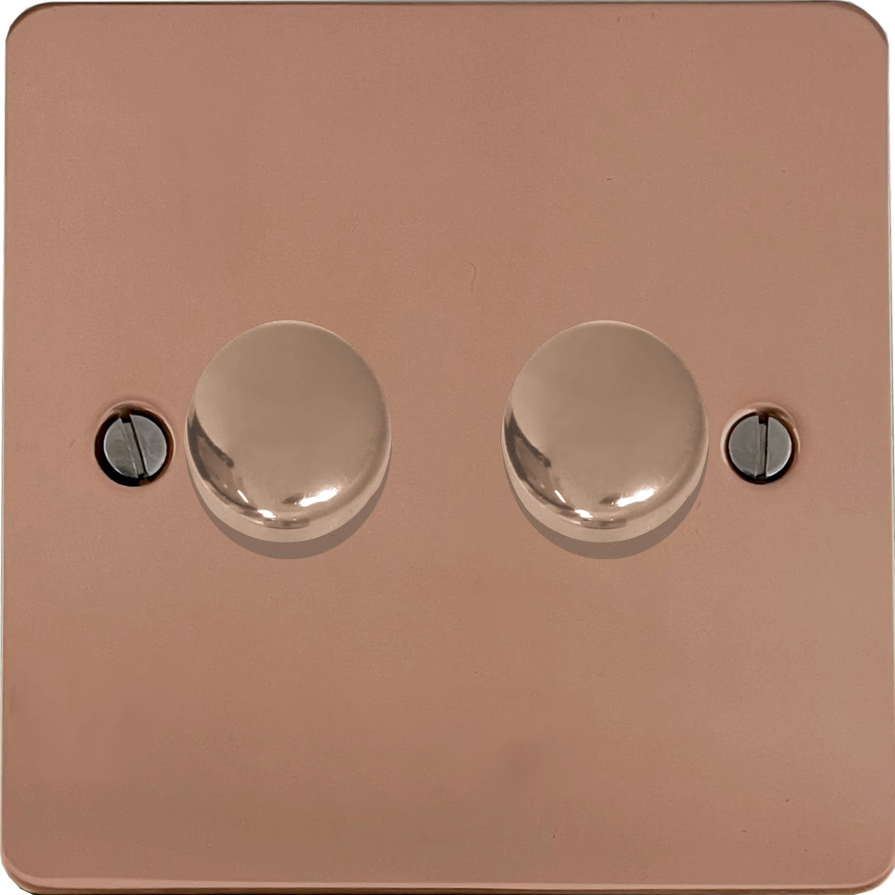 Flat Bright Copper 2 Gang 120W LED Dimmer