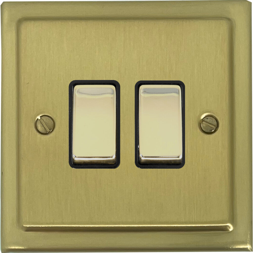 Victorian Satin Brass 2 Gang Switch