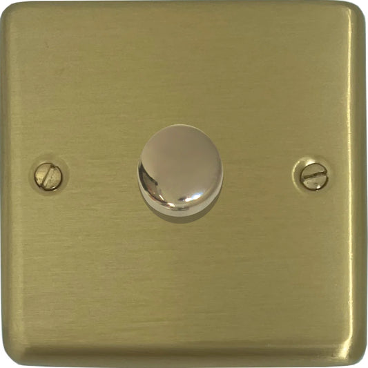 Contour Satin Brass 1 Gang 120W LED Dimmer