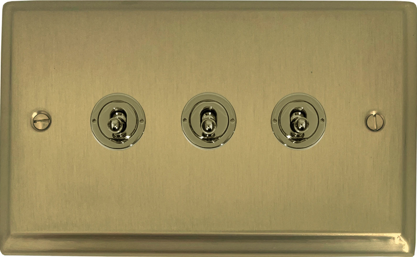 Deco Satin Brass 3 Gang Toggle (Polished Brass Toggle)