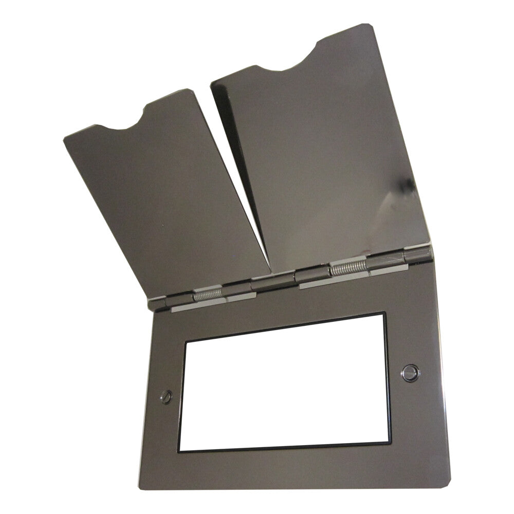 2 Gang 4 Module Black Nickel Euro Floor Socket